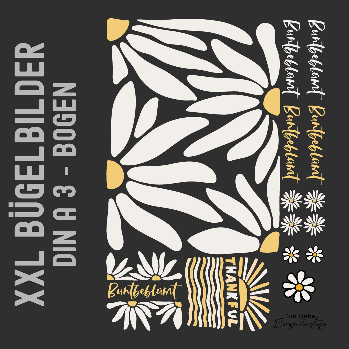 XXL-Bügelbildbogen - Blümchen