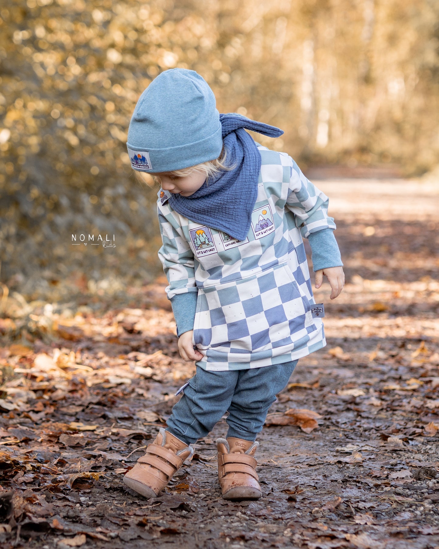 French Terry - Wild Outdoor Checkerboard - Hintergrundton "Dirty Milk"