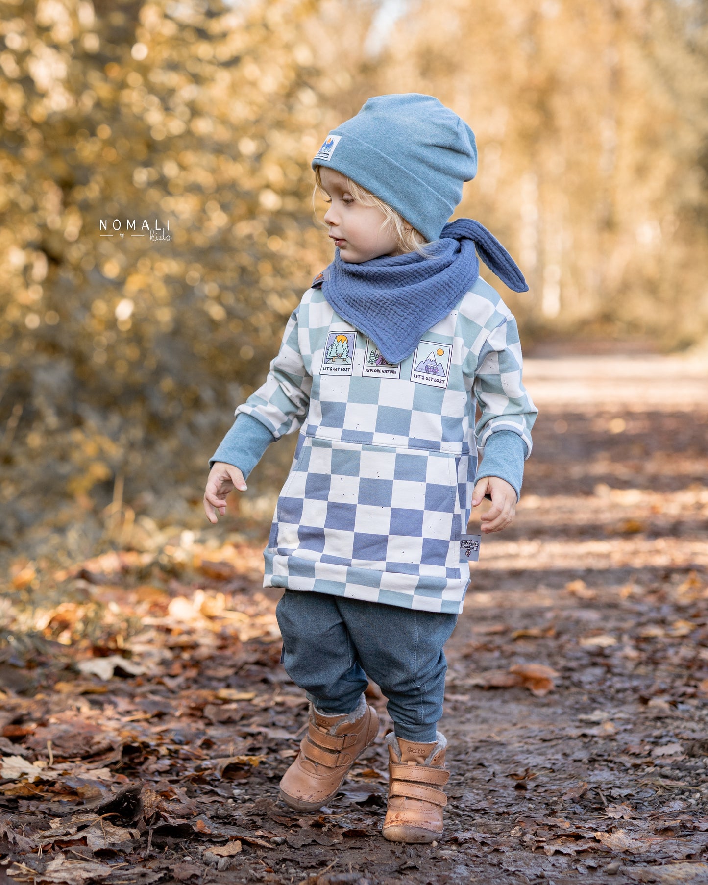 French Terry - Wild Outdoor Checkerboard - Hintergrundton "Dirty Milk"