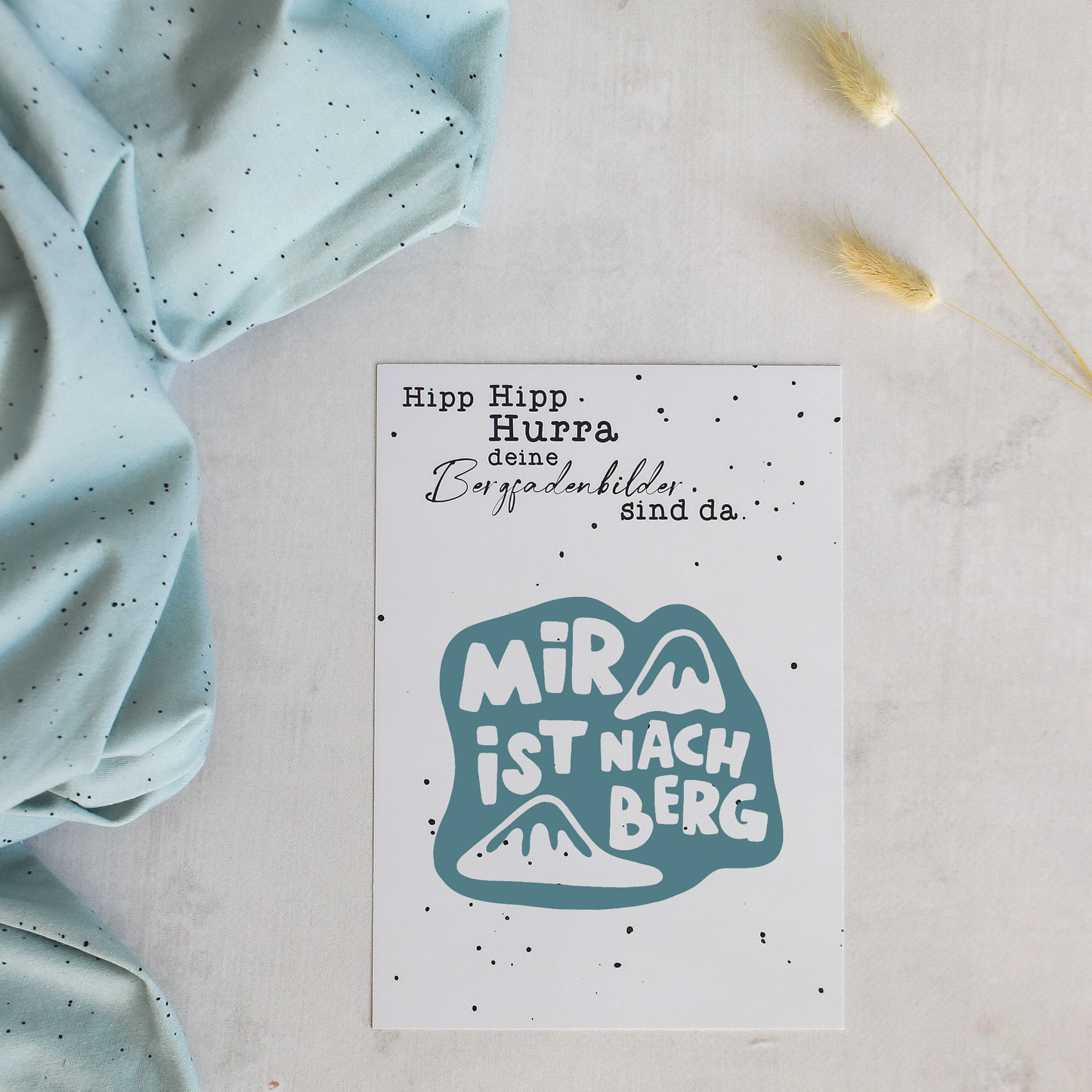 Bügelbild - Mir ist nach Berg (blau)