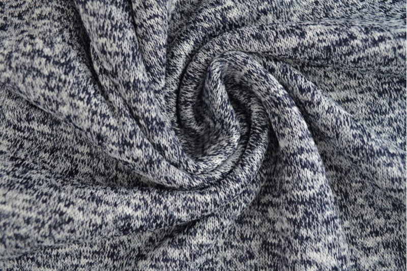 Sweatstoff Gestrickt - Weiß-Blau Melange