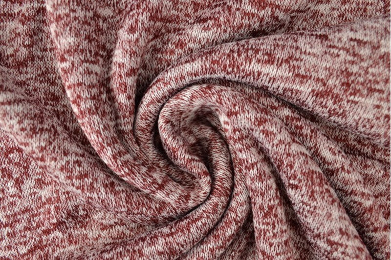 Sweatstoff Gestrickt - weiß-rot Melange